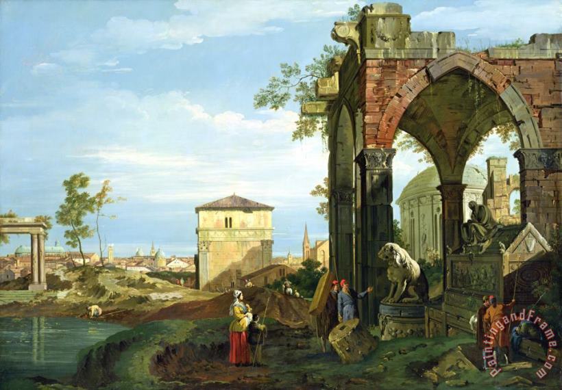 Canaletto Capriccio with Motifs from Padua Art Painting