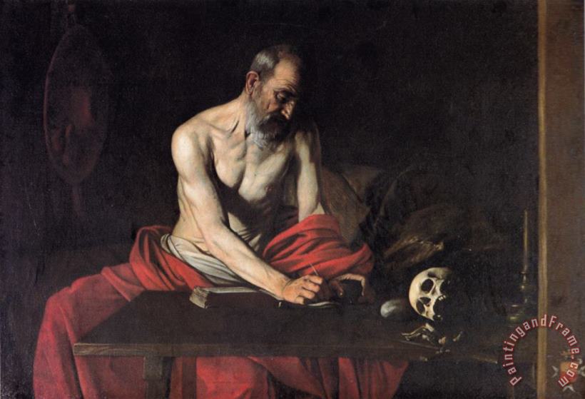 St Jerome Writing 1607 painting - Caravaggio St Jerome Writing 1607 Art Print