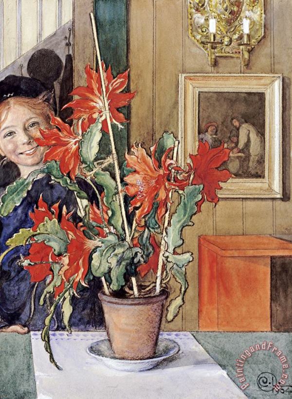 Carl Larsson Brita's Cactus Art Painting