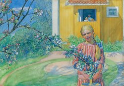 Carl Larsson Girl With Apple Blossom