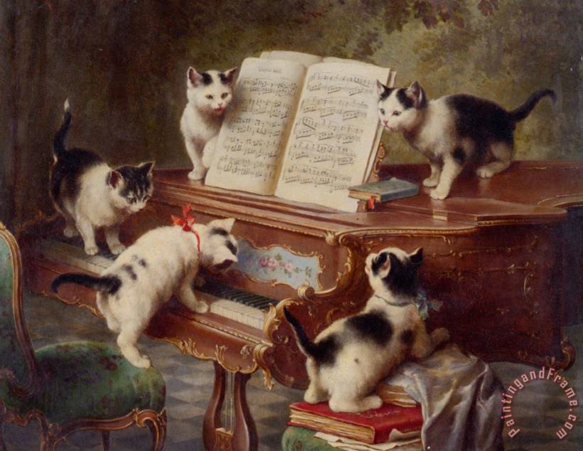 Carl Reichert The Kittens Recital Art Painting