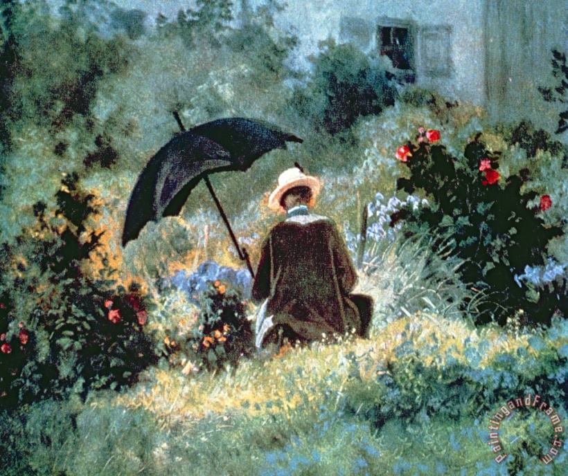 Carl Spitzweg Detail of a Gentleman reading in a garden Art Painting