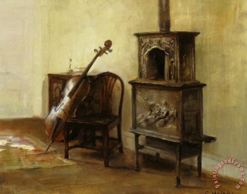 Carl Vilhelm Holsoe Interieur Med En Cello Art Print