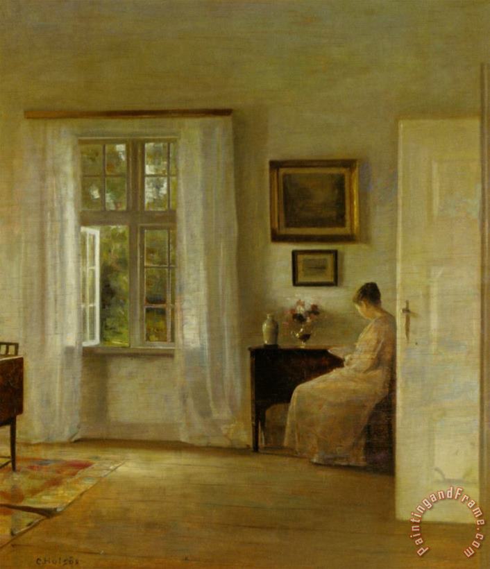 Carl Vilhelm Holsoe Laesende Kvinde Art Painting