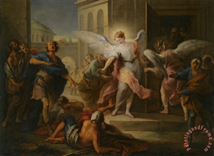 Carle Van Loo The Blinding of The Inhabitants of Sodom Art Painting
