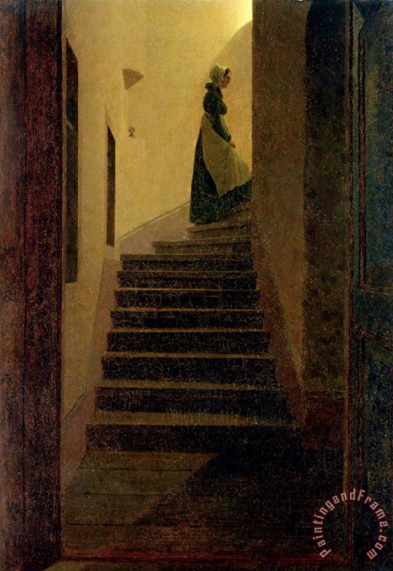 Caspar David Friedrich Lady on The Staircase (oil on Canvas) Art Print