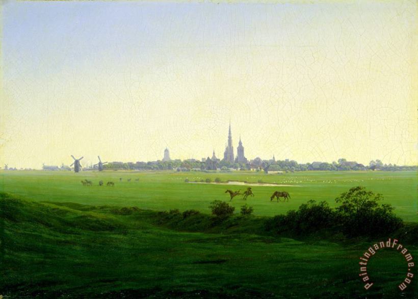 Caspar David Friedrich Meadows Near Greifswald (oil on Canvas) Art Print