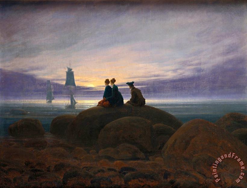 Moonrise by The Sea painting - Caspar David Friedrich Moonrise by The Sea Art Print