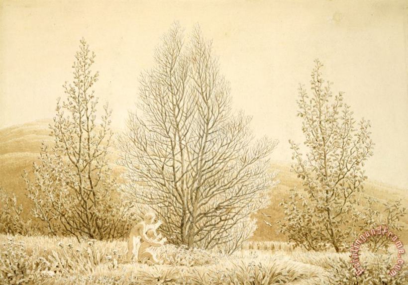 Spring (sepia Ink And Pencil on Paper) painting - Caspar David Friedrich Spring (sepia Ink And Pencil on Paper) Art Print