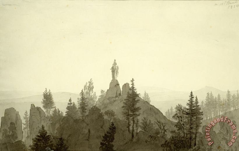 Caspar David Friedrich Statue of The Madonna in The Mountains Art Print
