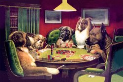 cassius marcellus coolidge A Bold Bluff Dogs Playing Poker