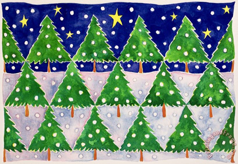 Stars And Snow painting - Cathy Baxter Stars And Snow Art Print