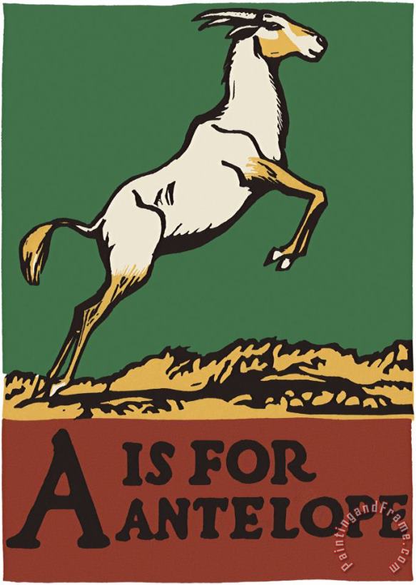 Alphabet: a Is for Antelope painting - C.B. Falls Alphabet: a Is for Antelope Art Print