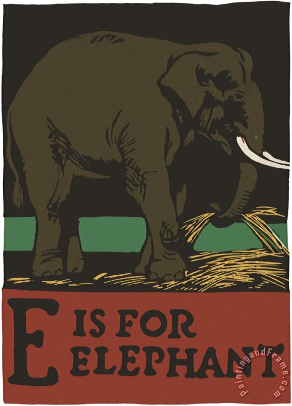 Alphabet: E Is for Elephant painting - C.B. Falls Alphabet: E Is for Elephant Art Print
