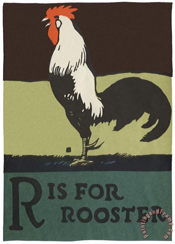 Alphabet: R Is for Rooster painting - C.B. Falls Alphabet: R Is for Rooster Art Print