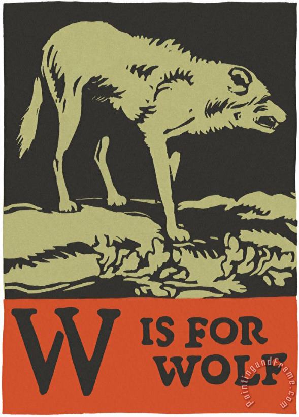Alphabet: W Is for Wolf painting - C.B. Falls Alphabet: W Is for Wolf Art Print