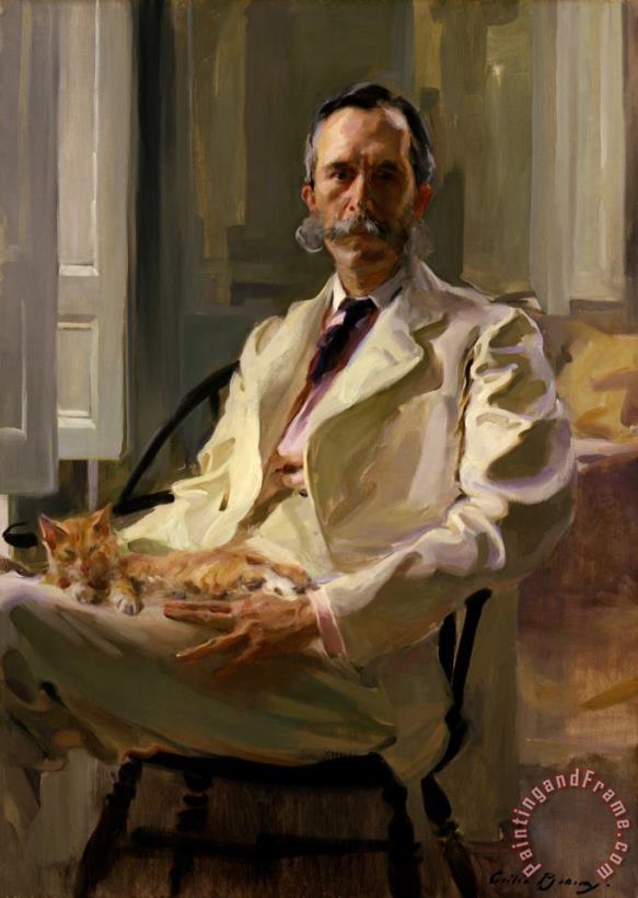 Man with The Cat (henry Sturgis Drinker) painting - Cecilia Beaux Man with The Cat (henry Sturgis Drinker) Art Print