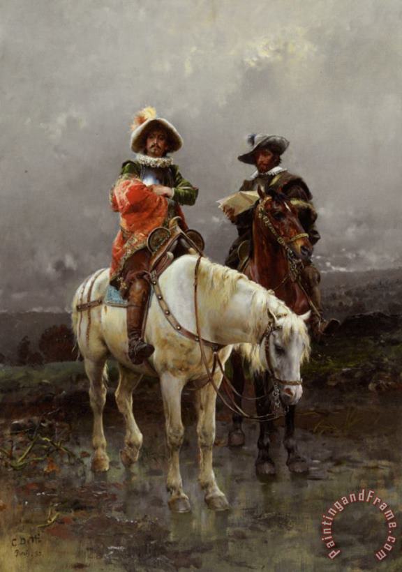 Cesare Auguste Detti A Cavalier on a White Horse Art Painting