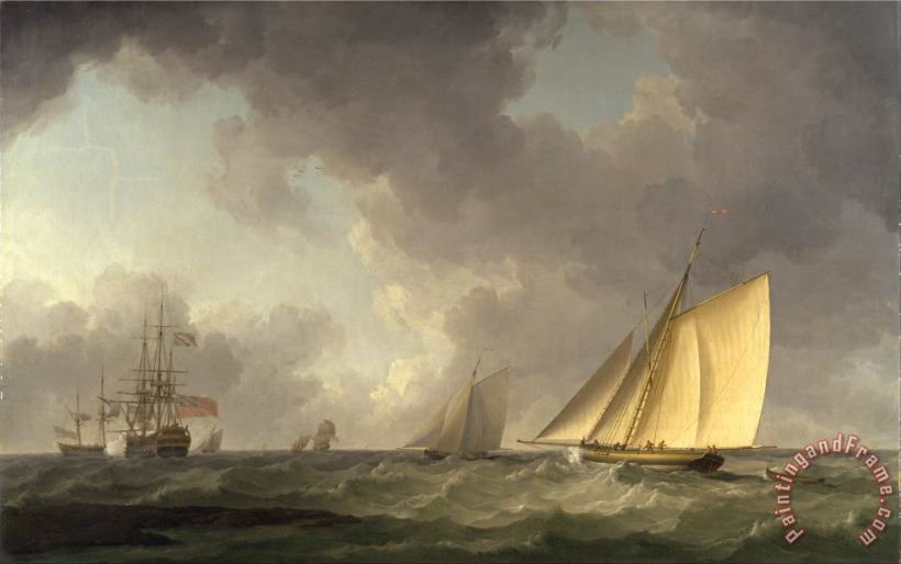 Cutter Close Hauled in a Fresh Breeze, with Other Shipping painting - Charles Brooking Cutter Close Hauled in a Fresh Breeze, with Other Shipping Art Print