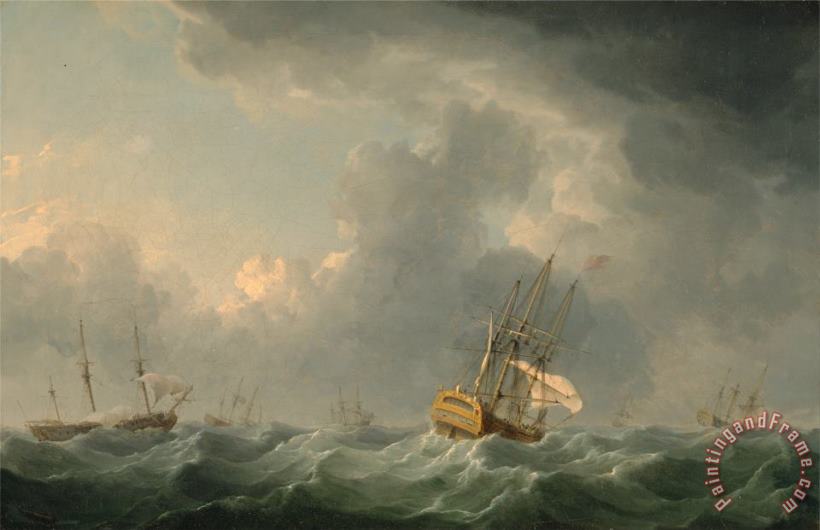 Charles Brooking English Ships Running Before a Gale Art Painting