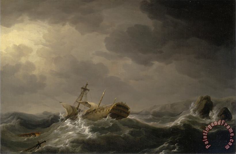 Charles Brooking Ship Wrecked on a Rocky Coast Art Painting