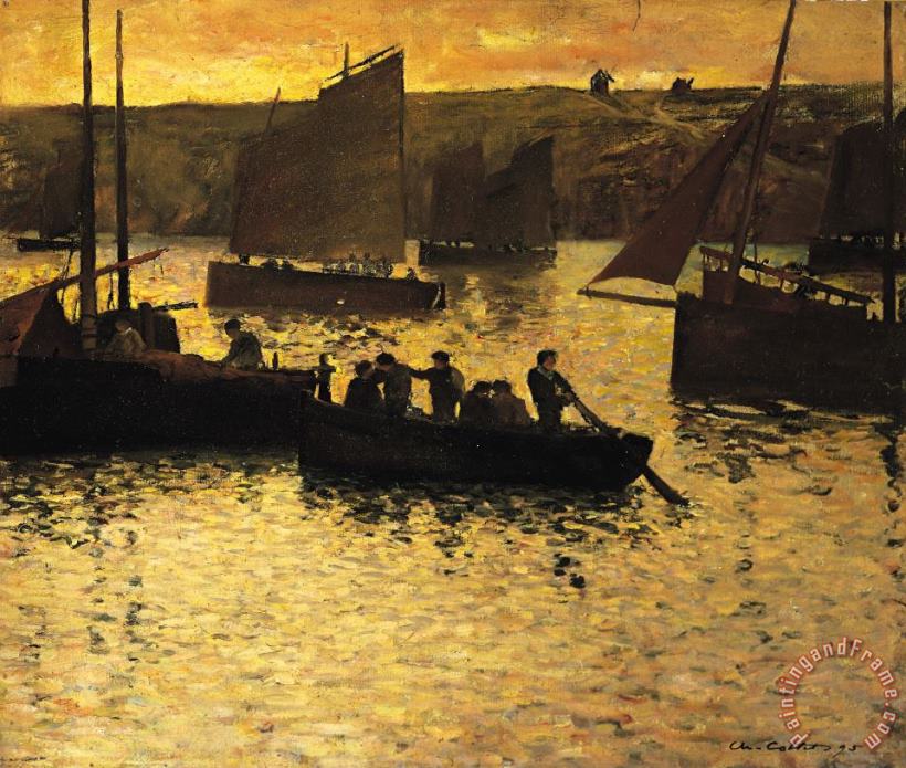 Charles Cottet In The Port Art Painting