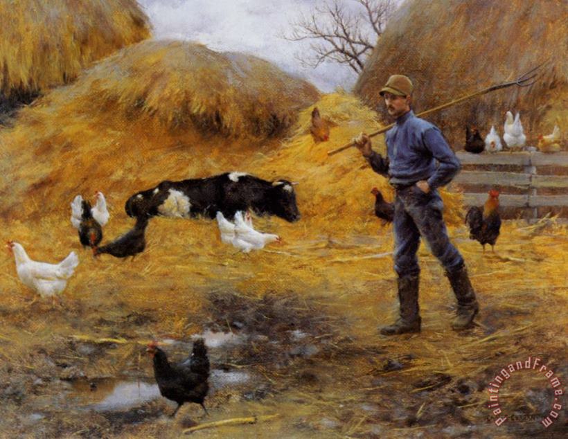 In The Barnyard painting - Charles Courtney Curran In The Barnyard Art Print