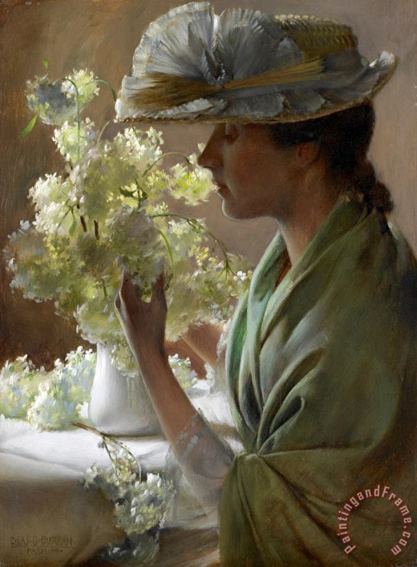 Charles Courtney Curran Lady with a Bouquet Art Print