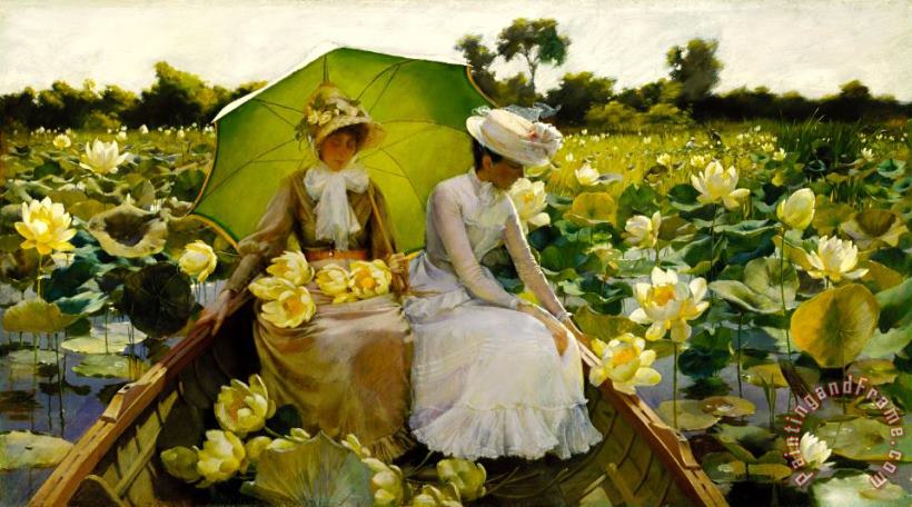 Charles Courtney Curran Lotus Lilies Art Painting