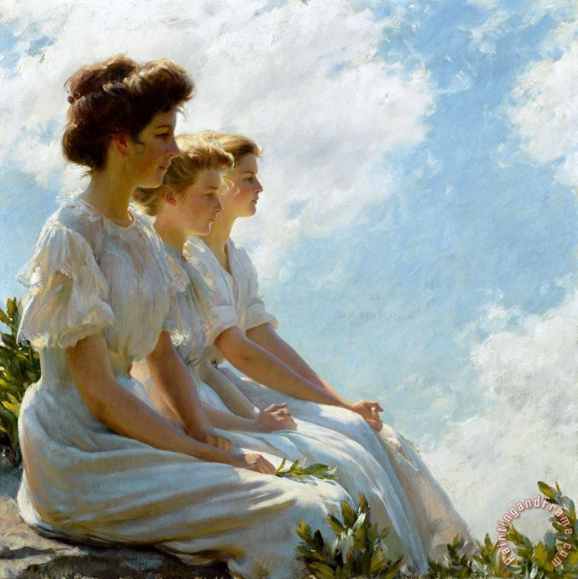 Charles Courtney Curran On The Heights Art Painting