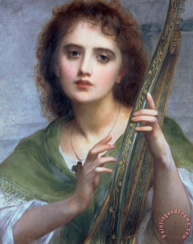Charles Edward Halle A Lady with Lyre Art Print