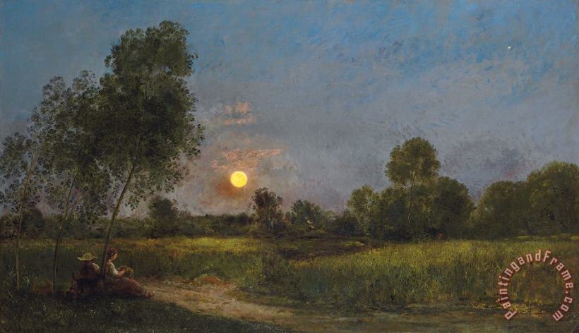 Moonrise painting - Charles Francois Daubigny Moonrise Art Print