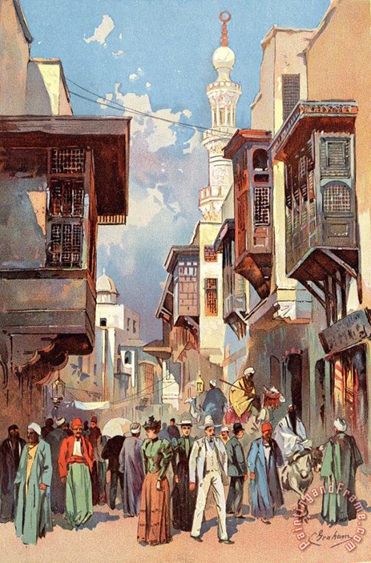 Charles Graham Cairo Street, From The World's Fair in Water Colors Art Painting