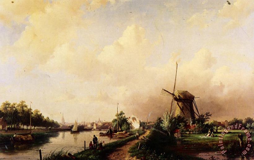 Charles Henri Joseph Leickert A River Landscape Art Painting