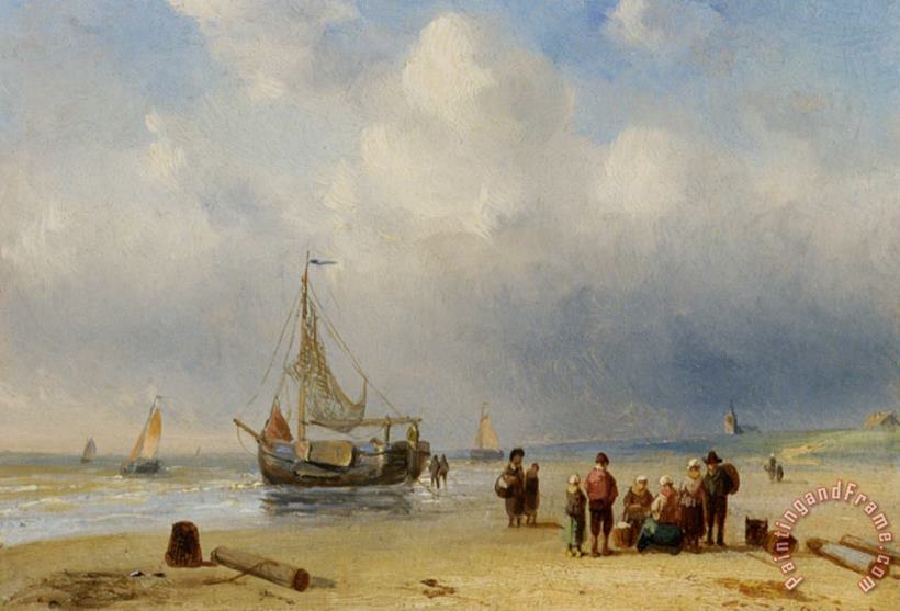 Bringing in The Catch painting - Charles Henri Joseph Leickert Bringing in The Catch Art Print