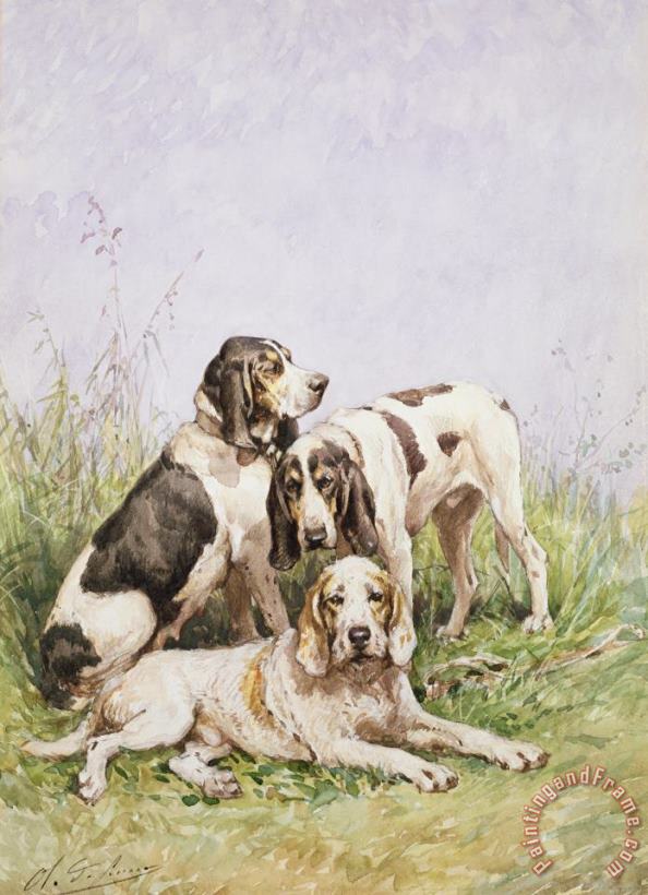 Charles Oliver de Penne A Group of French Hounds Art Print