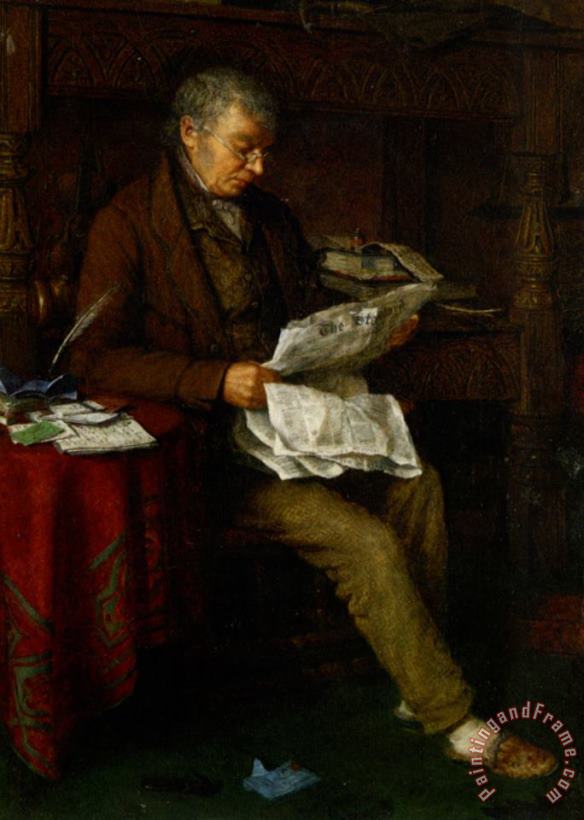 Reading The Standard painting - Charles Spencelayh Reading The Standard Art Print