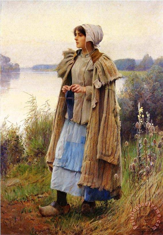 Knitting in The Fields painting - Charles Sprague Pearce Knitting in The Fields Art Print