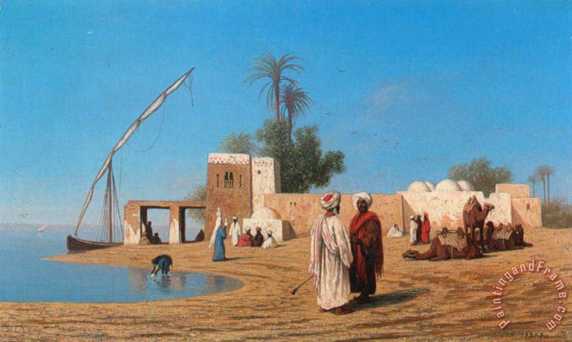 Charles Theodore Frere A Village on The Shores of The Nile High Egypte Art Painting