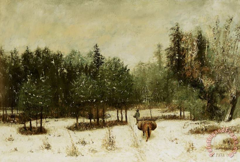 Cherubino Pata Entrance to the Forest in Winter Art Painting