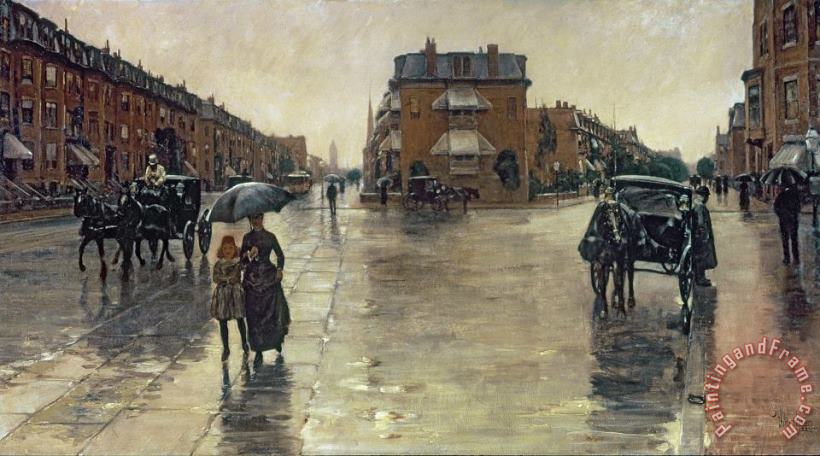 A Rainy Day in Boston painting - Childe Hassam A Rainy Day in Boston Art Print
