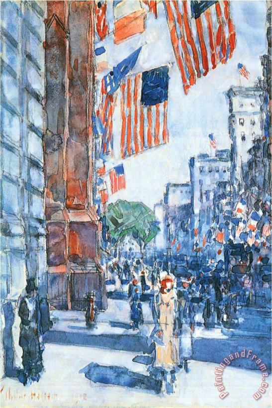 Childe Hassam Flags Fifth Avenue Art Painting