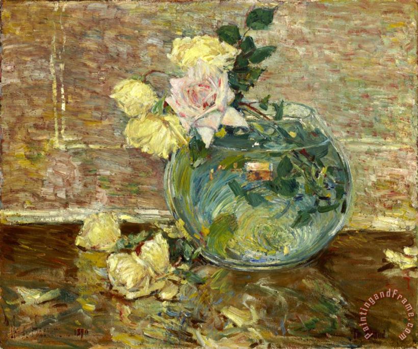 Roses in a Vase painting - Childe Hassam Roses in a Vase Art Print