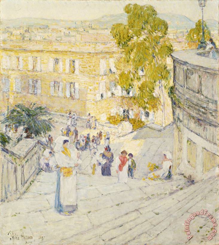 Childe Hassam The Spanish Steps Of Rome Art Painting