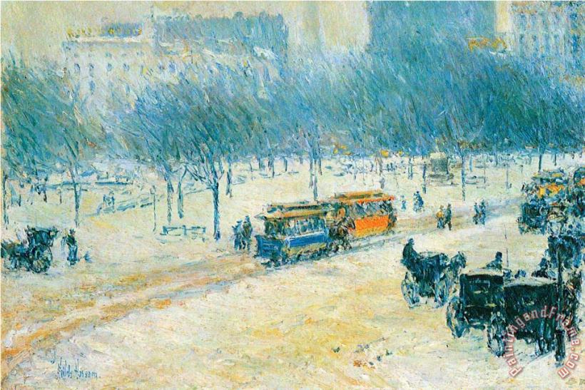 Winter in Union Square painting - Childe Hassam Winter in Union Square Art Print