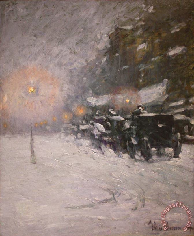 Winter, Midnight painting - Childe Hassam Winter, Midnight Art Print