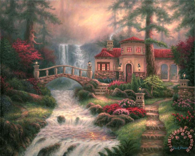 Sierra River Falls painting - Chuck Pinson Sierra River Falls Art Print