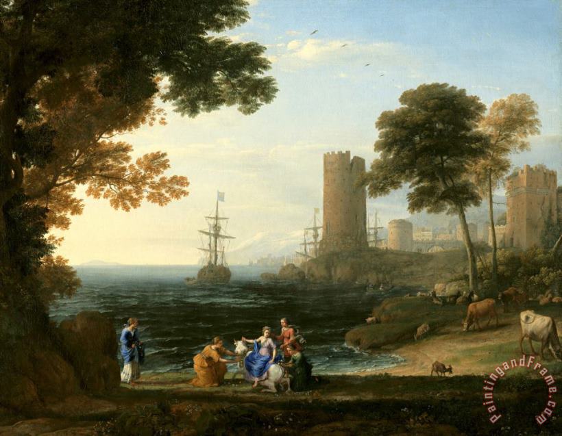 Coast View with The Abduction of Europa painting - Claude Lorrain Coast View with The Abduction of Europa Art Print