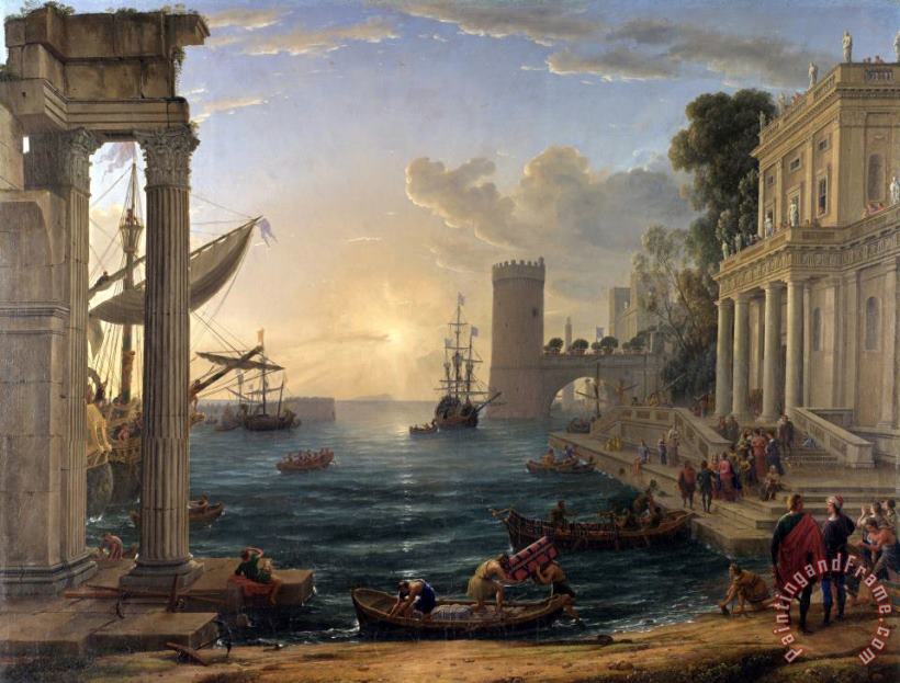 Seaport with The Embarkation of The Queen of Sheba painting - Claude Lorrain Seaport with The Embarkation of The Queen of Sheba Art Print