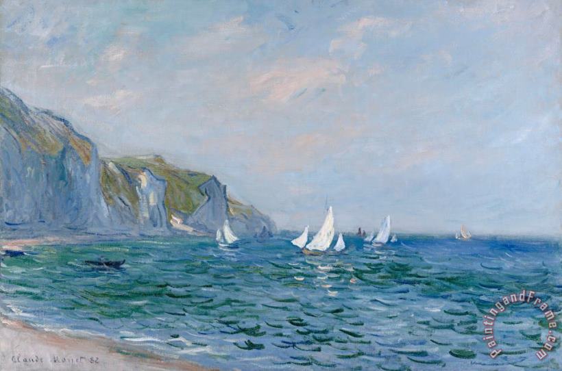 Cliffs and Sailboats at Pourville painting - Claude Monet Cliffs and Sailboats at Pourville Art Print